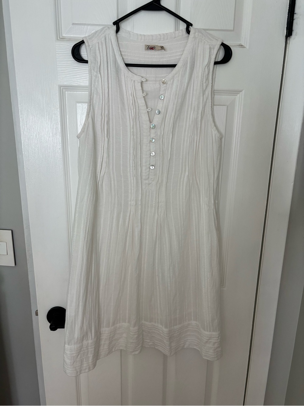 Faherty Isha Sleeveless White Cotton Tunic Dress